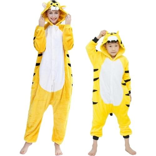 Kids Yellow Tiger Pajamas Animal Sleepwear Winter Cartoon Panda Onesies Childrens Pyjamas Boys Girls Unicorn Flannel Pajamas