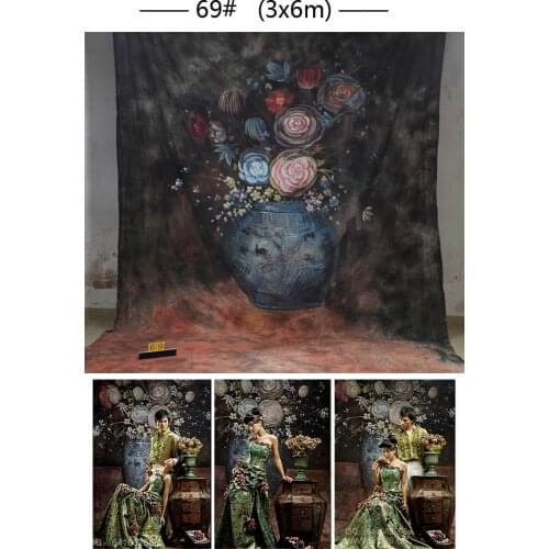 Custom hand painted muslin flowers vase photography backdrops for kids party photo studio portrait backgrounds wedding