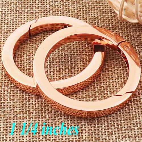 6 pcs Rose Gold Round Gate Ring Spring Ring Buckles Push Ring Clasp Snap Screw Webbing Purse Bag Handbag Open Ring 33MM