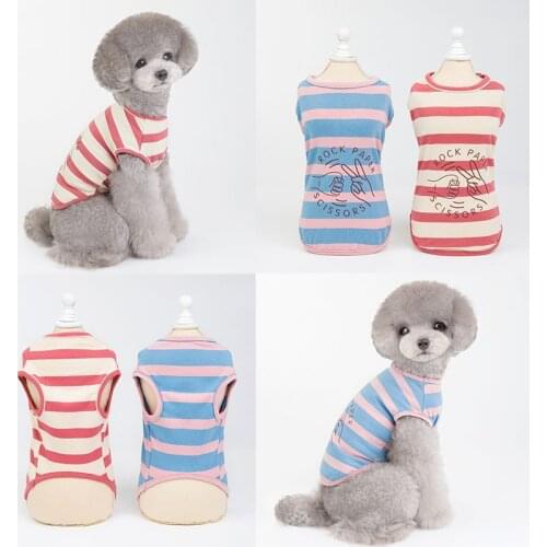 Summer Striped Dog Shirt Cotton Casual Pet Vest Comfortable Dog Costume Puppy T-Shirt Breathable Dog Clothes