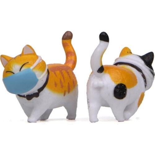Lovely Cute Cat Face Drawing Wearing A Mask Funny Figure Ornament Landscape Decor Mini Camera Home Jewelry Shop Decoration New