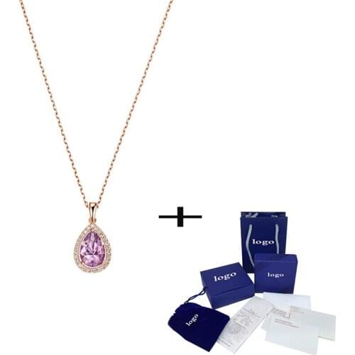 New Fashion Fresh Pendant Simple Temperament Rose Gold Purple Crystal Necklace Womens Luxury Jewelry Anniversary Gift