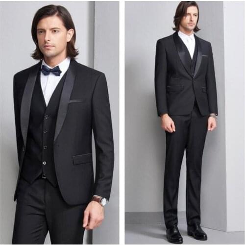 2020 New Vintage Classic Blazer 3 Piece Business Suit Sets Men Slim Wedding Set Male Big Size