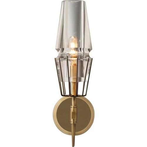 New Modern Claridges Brass Glass Single Sconce Dinning Room Restaurant Living Room Led Lighting Wall Lamp