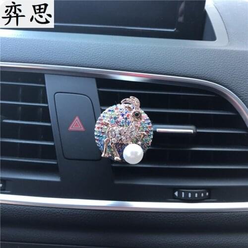 New Ball Diamond Lovely deer Car Styling Perfume Clip Lady Air Freshener Color Diamond Car Perfume Perfumes 100 Original
