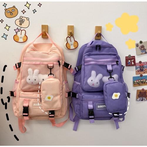 New Multi-pocket Buckle Patchwork Backpack Women Waterproof Multifunctional Student Schoolbag itabag Teenage Girl Backpacks