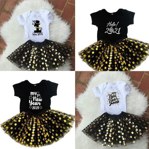 Baby Girls New Year Outfit Cake Smash Outfit My First New Year Shirt Tutu + Baby Bodysuits Set Holidays Clothes Drop Ship