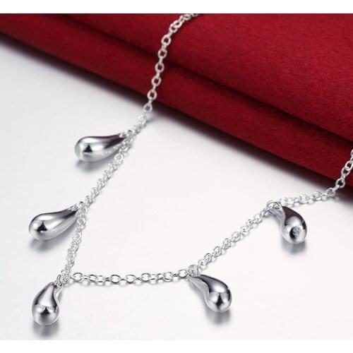 New Classic Silver 925 Necklace Fashion Jewelry Five Water Drops Chains Necklace for Women Christmas Gifts