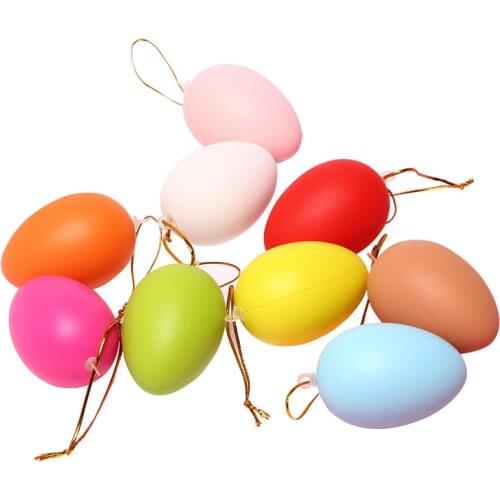 12pcs/bag 6*4cm Plastic Easter Eggs Hanging Ornament Kids Toys DIY Childs Crafts Painting Egg Easter Party Supplies Home Decor