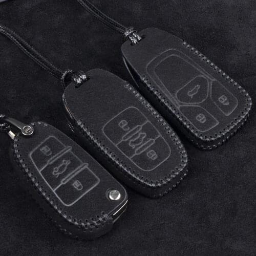 Turn Fur Leather Key cover car Key Case For Audi A1 A3 8p A4 A5 A6 C5 C6 Quattro Q3 Q5 Q7 Car Holder Shell Remote key Cover