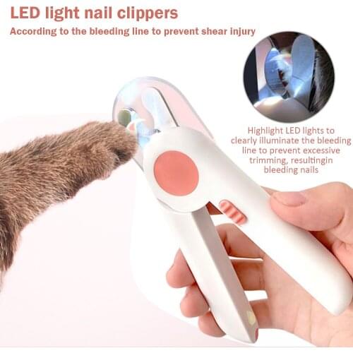 Professional Pet Cat Dog Nail Clipper Cutter LED Light Stainless Steel Grooming Scissors Clippers Claw Luminous Nail Scissors