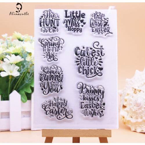 CLEAR STAMPS Easter Bunny Love You Sentiments Scrapbooking Card Album Paper Craft Rubber Roller Transparent Silicon Stamp