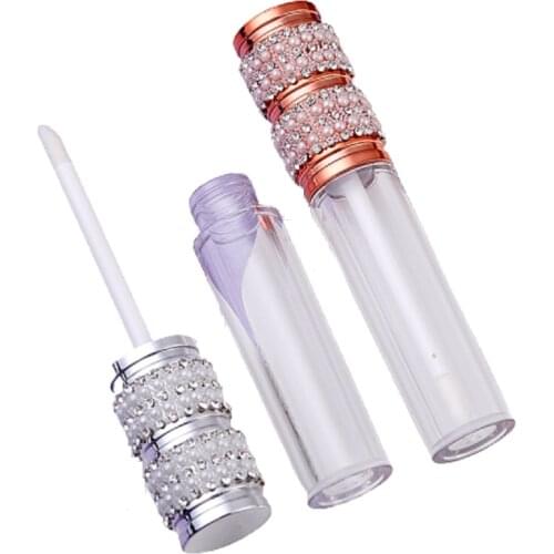 New High-end Empty Lipgloss Tube With Wand Round Clear Cosmetic Lipgloss Containers Elegant Refillable Packaging Bottle 35/50pcs