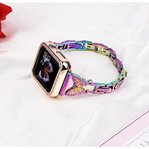 Watchband Gradual Stainless Steel Belt Butterfly Watch Strap for Apple Watch SE Series 6 5 4 Band 44mm 40mm 42mm 38mm Wristband