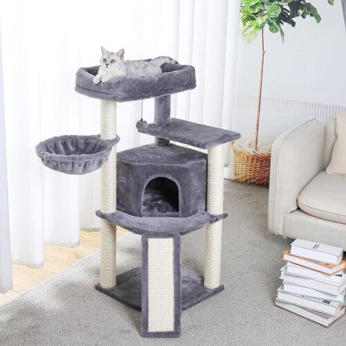 Fast Delivery Luxury Pet Cat Tree House Condos Cat Tree Tower with Ladder Sisal Scratching Posts for Cats Kitten Furniture House