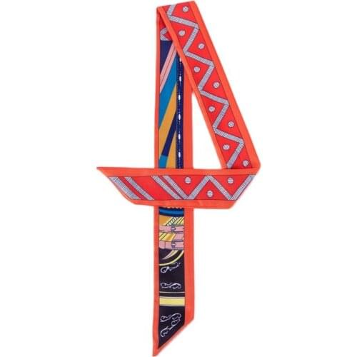 Classic corrugated printing womens silk scarves luxury brand tie bags long narrow ribbons womens hair bands neck scarf C108