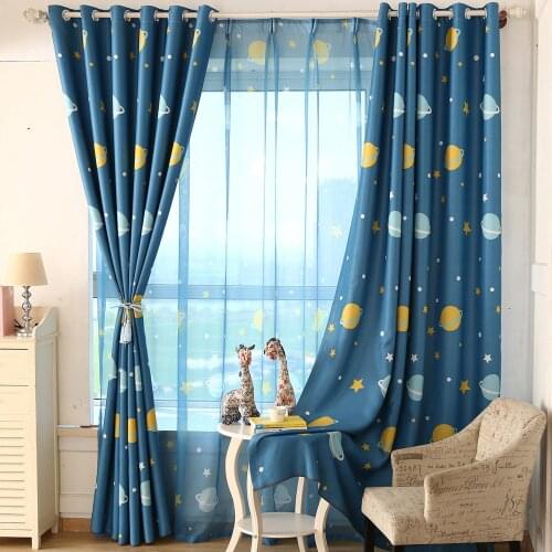Blue Planet Boys Blackout Curtains for Babys Bedroom Custom Size Kitchen Window Door Blinds Polyester Fabric Living Room