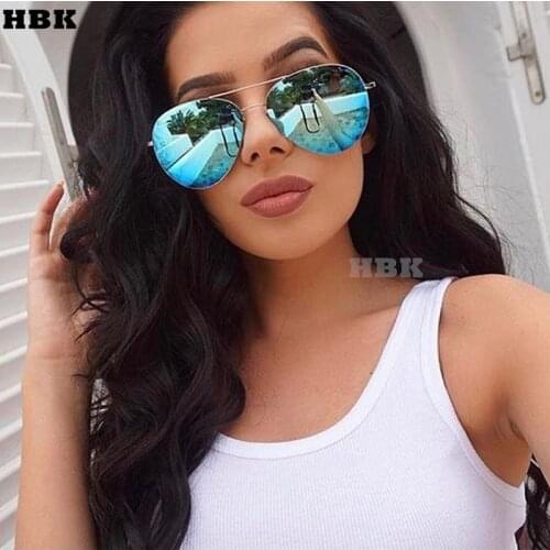 HBK Flat Top Rose Gold Men Women Mirror Sunglasses Fashion Brand Designer Cool Sun Glasses wholesale Female 2020 oculos de sol