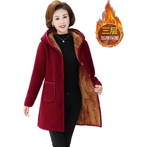 Trending Products Oversize Coat Cotton Clothes Women Winter Jacket Middle age clothing Warm Outerwear Plus Velvet High quality