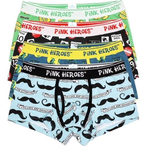 New Cuecas Pink Heroes High-quality Men Boxer Shorts Cotton Men Underwear Comfortable Male Panties Fashion Print Men Underpants