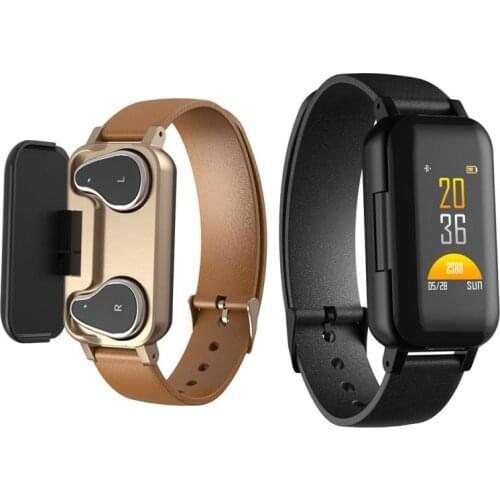 TWS 2 In1 Smart Binaural Bluetooth5.0 Headphone Fitness Bracelet Heart Rate Monitor Waterproof Smart Wristband Sport Watch Gift