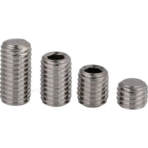 20Pcs DIN913 M2 M2.5 M3 M4 M5 304 Stainless Steel Metric Thread Grub Screws Flat Point Hexagon Socket Set Screws Headless