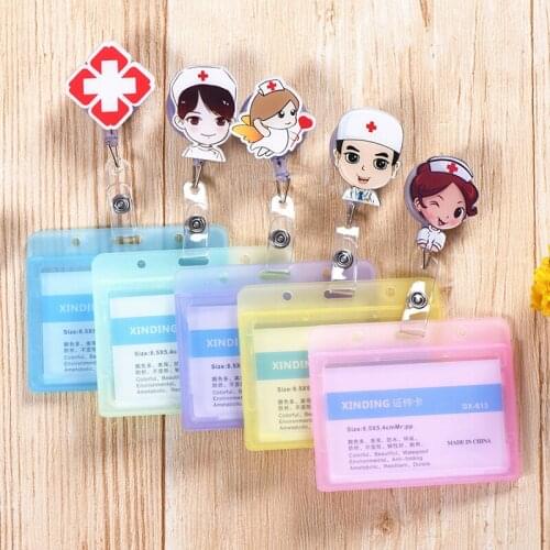 Retractable Badge Holders with Carabiner Reel Clip and Style Cute Clear Name Tag ID Card Holders, Horizontal