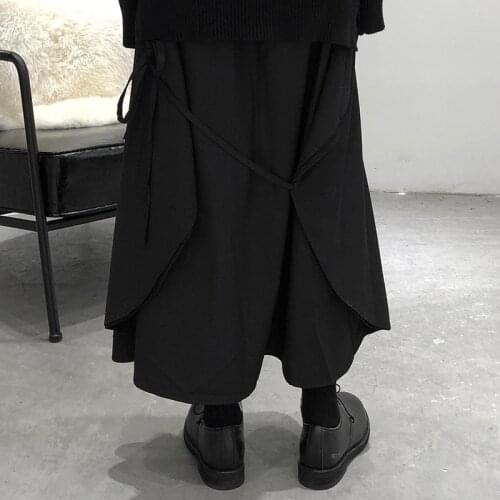 Casual Pants Men Culottes Black High Waist Skirt Female Summer Loose Mid-length Skirt A-line Skirt For Men And Women