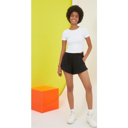 Women Black Knitted Shorts Beach Sea Casual Wear Cycling Bermuda Cotton Casual Summer Dresses Skirt shorts New Fashion