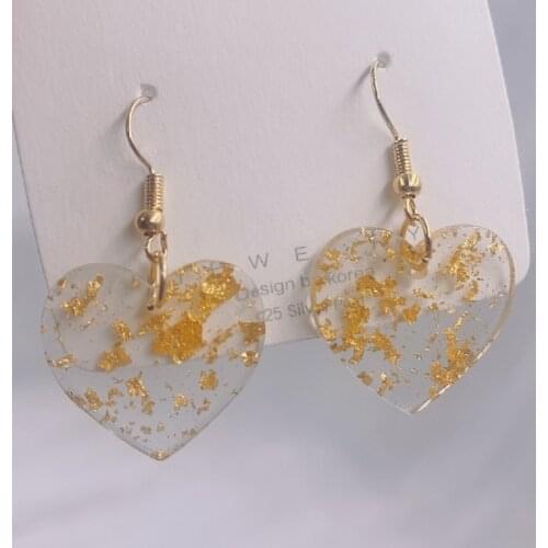 Fashion Geometric Transparent Resin Gold Earrings Vintage Bohemia Tassel Peach Heart Dangle Earrings for Women Party Jewelry