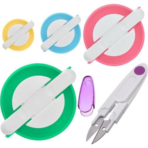 1 Set 4 Sizes Fluff Ball Weaver Needle Pom-pom Maker Plastic Suitable For Gloves Hat Decoration With Scissor DIY Knitting Tool