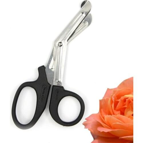 1pcs 14.5cm medium stainless steel plastic handle zigzag curved scissors medical gauze dressing bandage curved scissors