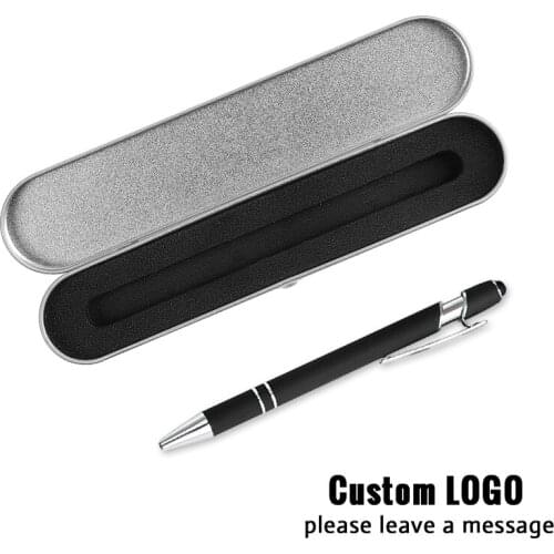 1pc Free Custom Logo Metal Multifunction Handwriting Touchscreen Ballpoint Pens Capacitive Touch Press Ballpoint Pens With A Box