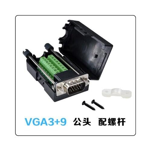 10pcs DB15 Male to Terminal block with Housing Case, HDR15 VGA 3 + 9 Connector Solderless quick install 15-pin breakout board