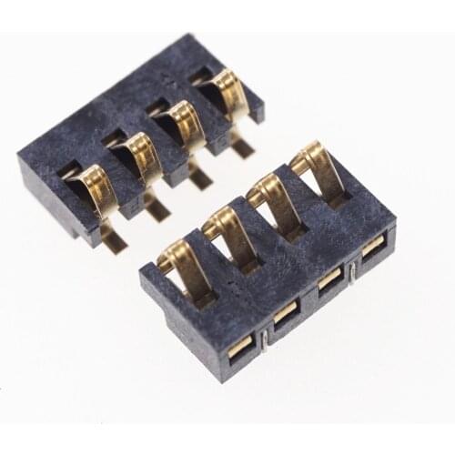 100pcs Spring Compression Contact 2.5mm Pitch 4 Pin Male Connector Surface Mount PCB modular Contacts battery Connectors