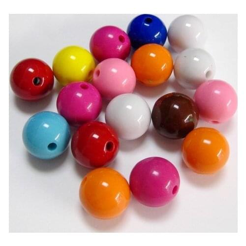 20 Mixed Bubblegum Color Acrylic Round Beads 20mm Smooth Ball