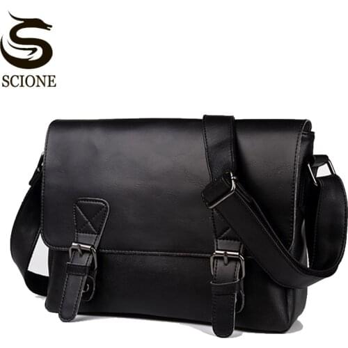 Casual Men PU Shoulder Bag Leather School Bags for Teenagers Male Messenger Bags Brand Design Fashion Business Crossbody Bolsas