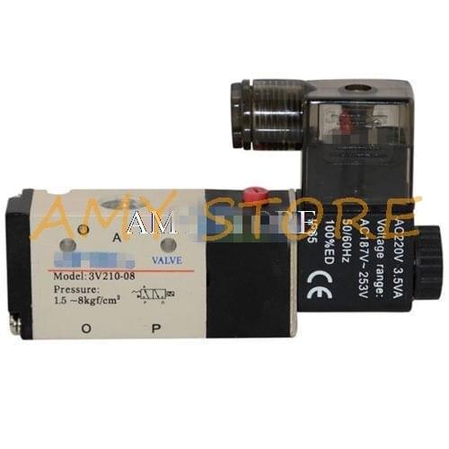 3V210-08 1/4" BSP DC 12V/24V AC 24V/36V/110V/220V/380V 3 way 2 position Pneumatic Electric Solenoid Valve Air Aluminum