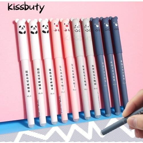 4/8Pcs/Set Kawaii Ballpoint Pen Cartoon Animals Erasable Pen School Office 0.35mm Blue Black Ink Gel Pen Supplies Stationery