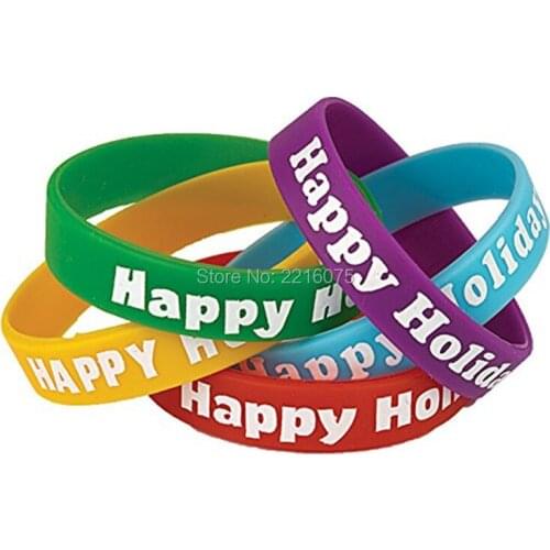 500pcs Happy Holidays wristband silicone bracelets free shipping by DHL express