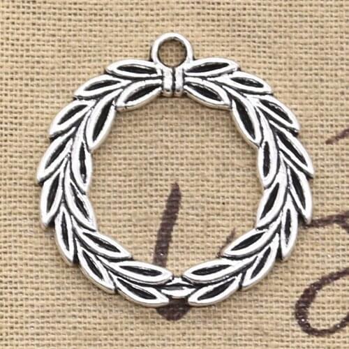 6pcs Charms Olive Branch Laurel Wreath 36x34mm Antique Bronze Silver Color Pendants DIY Making Finding Handmade Tibetan Jewelry