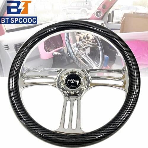 14inch 350mm Car Sport Steering Wheel 3 Spoke Fashion ABS Carbon Fiber Look Drift Classic Rally Racing Steering Wheels Universal