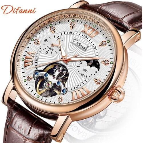 Brand Tourbillon Watch Fully Automatic Mechanical Tough Guy Pilot 1963 Watches Personality Multifunctional Moon Phase Men Clock