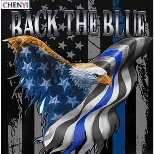 DIY Diamond Painting Eagle Full Diamond Mosaic Art Embroidery Kit Rhinestones Back The Blue Picture Home Decor Handicraft Gift