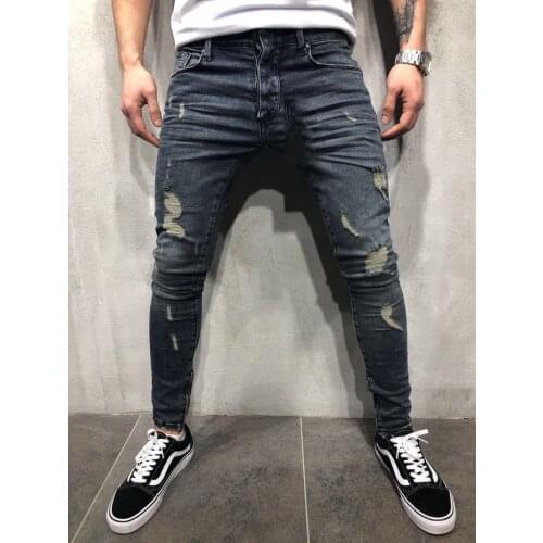 Men Motorcycle Joggers Skinny Denim Pants 40 Multiple Models Men Vintage Streetwear Hip Hop Ripped Biker Jeans Destroyed Frayed