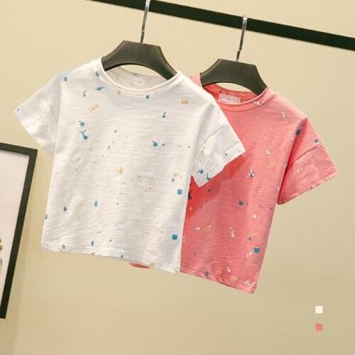 Baby Girls Short-sleeved T-shirt Summer 2020 New Korean Childrens Clothing Kids Girls Solid Casual Cute T Shirt Toddler Clothes