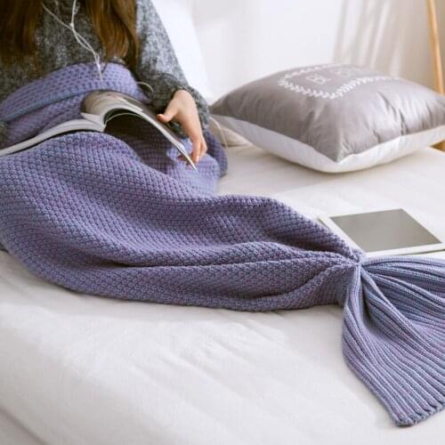 Ins popular spring blanket personalized DIY role play simple Mermaid tail cross border knitting blanket 11 colors