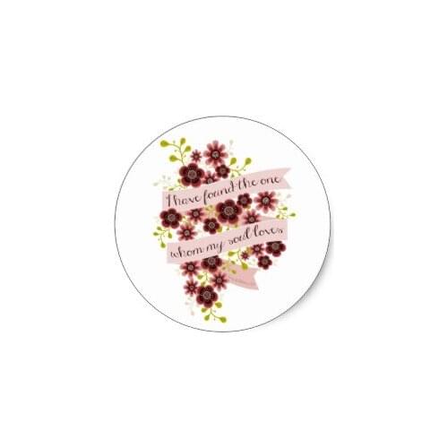 3.8cm Song of Solomon Love Quote Romantic Floral Classic Round Sticker