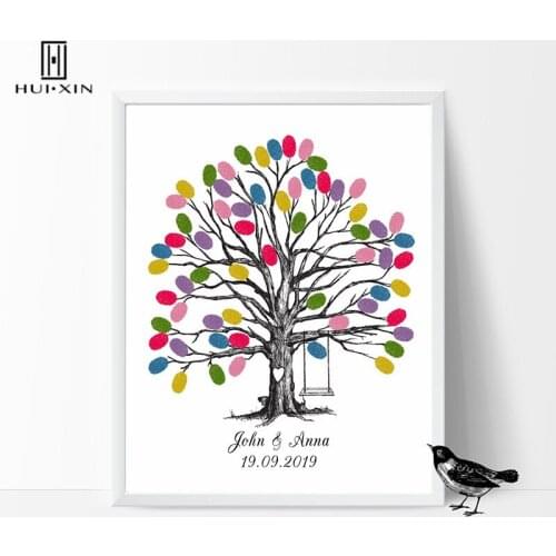 Beautiful And Delicate Wedding Tree In Free Custom Name Date Fingerprint Guestbook For Wedding Party Celebration Decoration