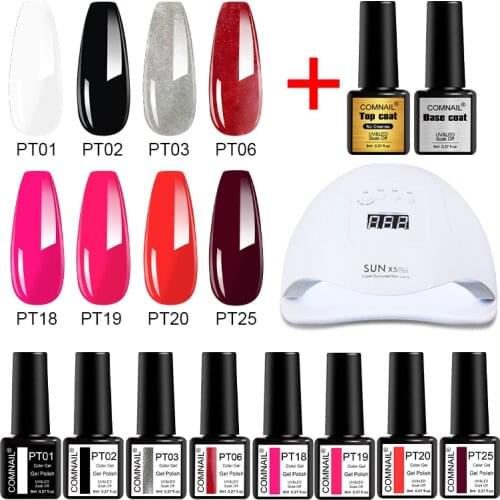 Nail Polish Manicure Set With 54W 36LEDs Nail Lamp Drying All Gels Soak Off Long Lasting UV LED Gel Lacquer Base Top Coat Kit